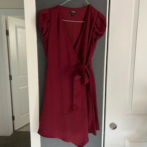 Express Satin Puff Shoulder Cocktail Dress